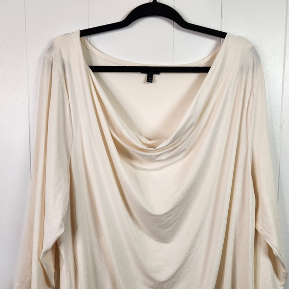 Talbots Top Womens Stretch 3/4 Sleeve Cowl Drape Neck Black Cream Size 3X Office - Picture 3 of 8